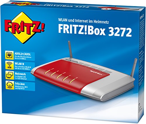 AVM Fritz Box 3272 WLAN Router Annex B (ADSL, 450 Mbit/s, 2 Gigabit-LAN, Media Server) rot -
