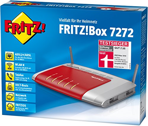 AVM FRITZ! Box 7272 Wlan Router (ADSL, 450 Mbit/s, DECT-Basis, Media Server) -