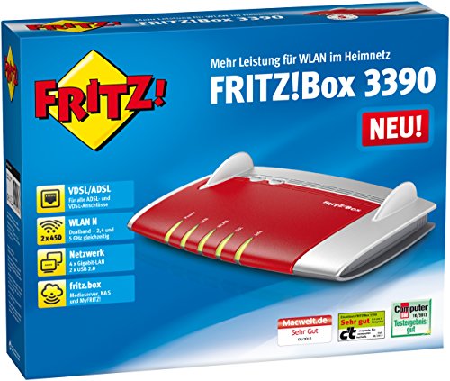 AVM FRITZ!Box 3390 (VDSL/ADSL, Dual-WLAN N mit 2 x 450 MBit/s, 4x Gigabit-LAN) -