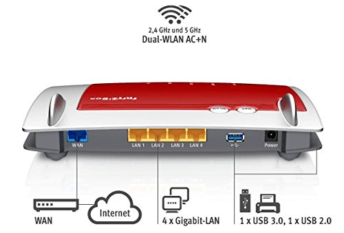 AVM FRITZ!Box 4040 WLAN-Router für Anschluss an Kabel-/DSL-/Glasfasermodem (Dual-WLAN AC + N, 866 MBit/s (5 GHz) + 400 MBit/s (2,4 GHz), 4 x Gigabit-LAN, 1 x USB 3.0, 1 x USB 2.0, Mediaserver) -
