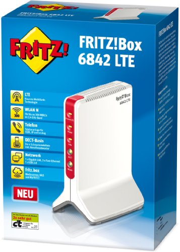 AVM FRITZ!Box 6842 LTE (LTE-Router, 300 MBit/s, Triband-Modem, DECT-Basis, 1 x Gigabit-LAN, 3x Fast-Ethernet-LAN) -