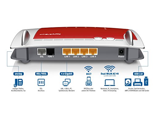 AVM FRITZ!Box 7560 WLAN AC + N Router (VDSL-, ADSL-/ADSL2+-Modem, 866 MBit/s, TK-Anlage für Voice over IP mit DECT-Basis, Media Server) -