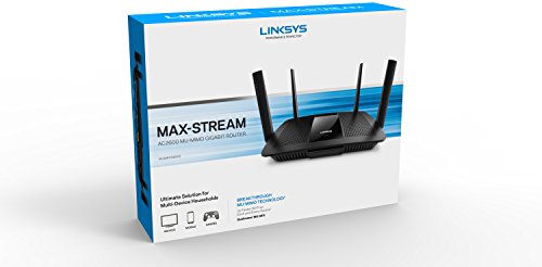 Linksys MAX-STREAM EA8500-EU Wireless AC2600 Router (2600Mbit/s, MU-MIMO, 4 Gigabit Ethernet Ports, 1x USB 3.0, 1x eSata, Smart WiFi app), schwarz -