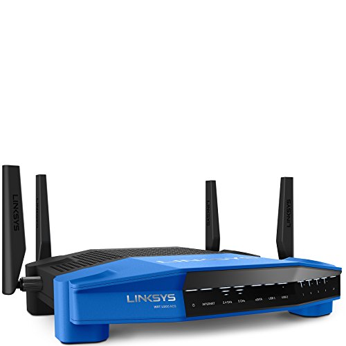 Linksys WRT1900ACS-EU Wireless AC1900 Open Source Router (1900Mbit/s, MU-MIMO, 4 Gigabit Ethernet Ports, 1x USB 3.0, 1x eSata Smart WiFi app), schwarz -