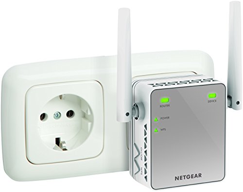 NETGEAR EX2700-100PES N300 Universal WLAN Range Repeater (300Mbit/s, LAN-Port, WPA) weiß/grau -