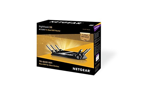 NETGEAR R8000-100PES NIGHTHAWK X6 AC3200 Wireless 802.11ac Tri-Band Gigabit Router, (1x USB 3.0, 1x USB 2.0, 3200Mbit/s, Beamforming+), Schwarz -