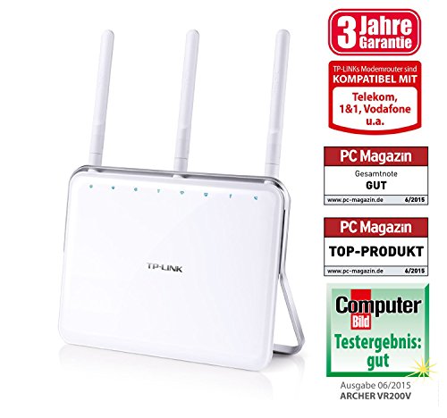 TP-Link All-in-One BOX AC750 DECT Telefonie Gigabit WLAN Modemrouter Archer VR200v (VDSL/ADSL, kompatibel mit Telekom/1+1/Vodafone, Beamforming, DECT Basis und Mediaserver) -