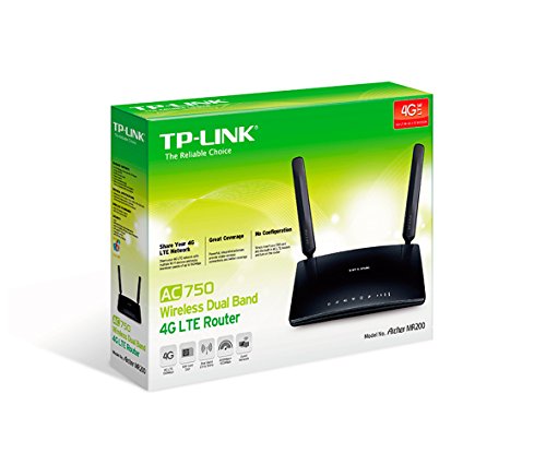 TP-LINK ARCHER MR200 Wireless Dualband 4G LTE Router (150 Mbit/s im Download, simultanes Dualband 300 Mbit/s +  433 Mbit/s, frei konfigurierbarer LAN/WAN-Port) -
