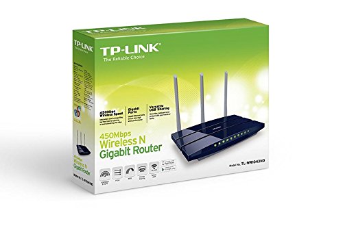 TP-Link TL-WR1043ND V3.0 Ultimate WLAN Gigabit Router (für Anschluss an Kabel-/DSL-/Glasfasermodem, 450Mbit/s, LAN, WAN, USB 2.0) -
